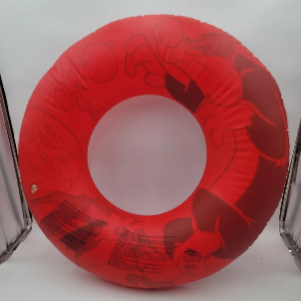 VTG 1998 Looney Tunes Intex Swim Ring Sylvester Tweety Taz Red Pool Float 30in